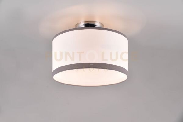 Davos plafoniera metallo cromato paralume bianco e grigio d. 30cm 2