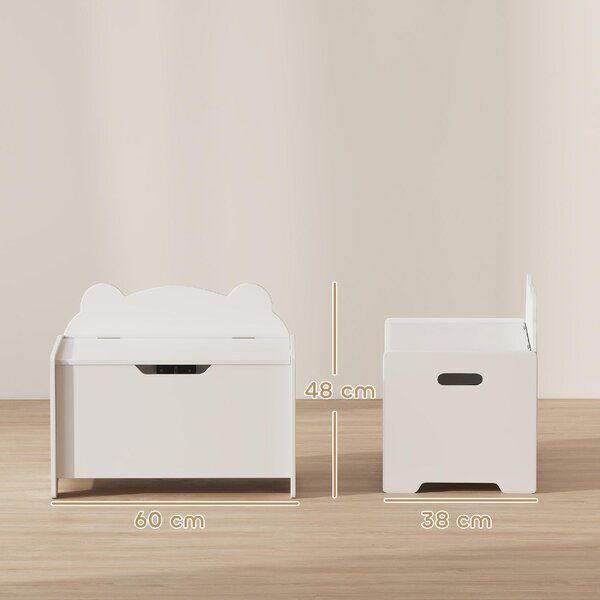 DecHome Baule Portagiochi in Legno a Forma di Orso e Capacit 20 kg 60x38x48 cm colore Bianco
