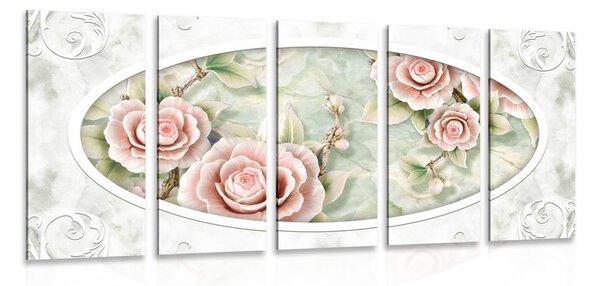 Quadri 5 pezzi – Rose di pietra