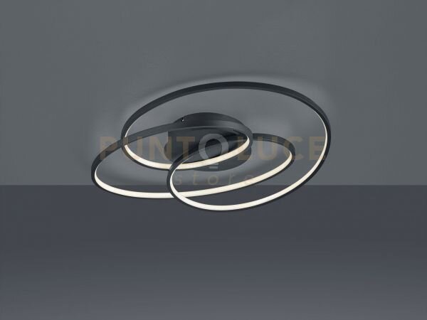 Gale plafoniera led 38,5w 5000lm, 3000k nera cerchi concentrici con