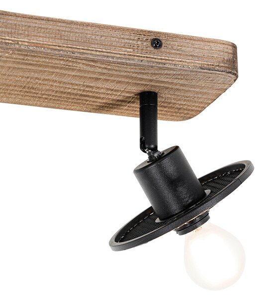 Faretto da soffitto industriale nero con legno 2 luci - Jasmine