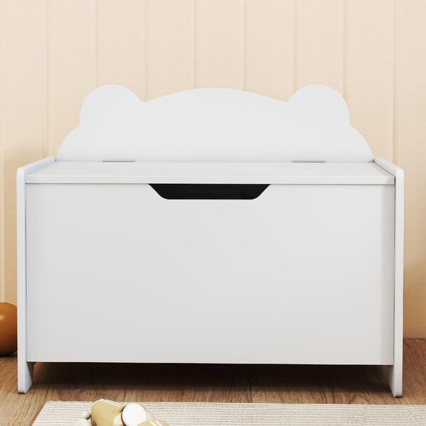 DecHome Baule Portagiochi in Legno a Forma di Orso e Capacit 20 kg 60x38x48 cm colore Bianco
