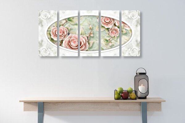 Quadri 5 pezzi – Rose di pietra