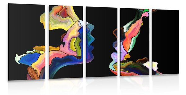 Quadri 5 pezzi – Volti astratti di esseri umani
