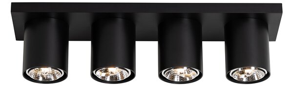 Faretto da soffitto moderno nero 4 luci - Tubo