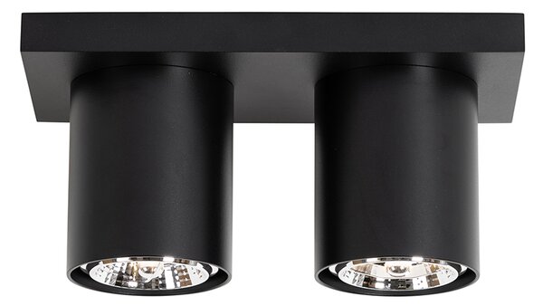 Faretto da soffitto moderno nero 2 luci - Tubo