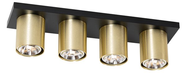 Faretto da soffitto moderno nero con oro 4 luci - Tubo