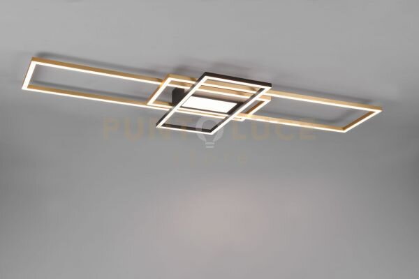Irvine plafoniera led 60w 7100lm, 3000 - 6500k 3 rettangoli ottone 