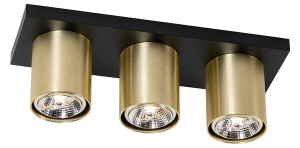 Faretto da soffitto moderno nero con oro 3 luci - Tubo