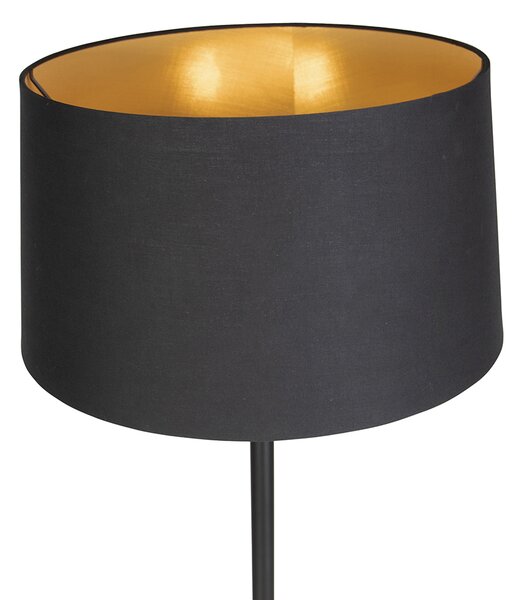 Lampada da terra intelligente nera con paralume nero 45 cm incl. WiFi A60 - Simplo