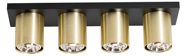 Faretto da soffitto moderno nero con oro 4 luci - Tubo