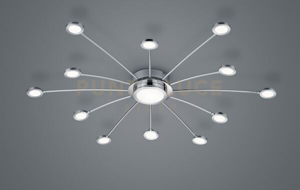 Bodrum plafoniera led cromata 12 luci + 1 con telcomando calda-fred