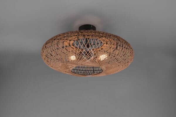 Hedda plafoniera in fibra sisal marrone con montatura nera d. 52cm 