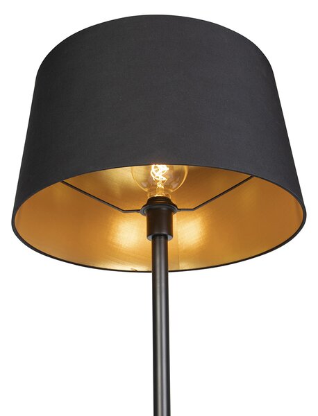 Lampada da terra intelligente nera con paralume nero 45 cm incl. WiFi A60 - Simplo