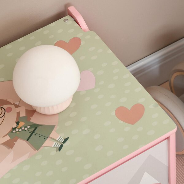 DecHome Baule Portagiochi per Bambini con Coperchio e Cerniera di Sicurezza in MDF 60x37x39 cm colore Rosa