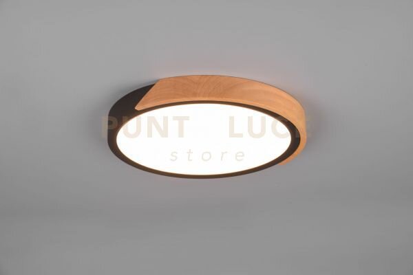 Jano plafoniera led 20w 2400lm, 3000k rotonda bordo nero e legno na