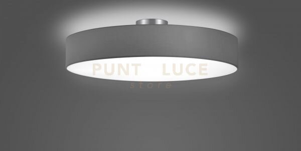 Hotel plafoniera tonda 5 luci diffusore tessuto grigio d. 65cm 5 lu