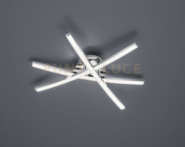 Capella plafoniera led 3 luci bacchette con diffusori cromati e sat