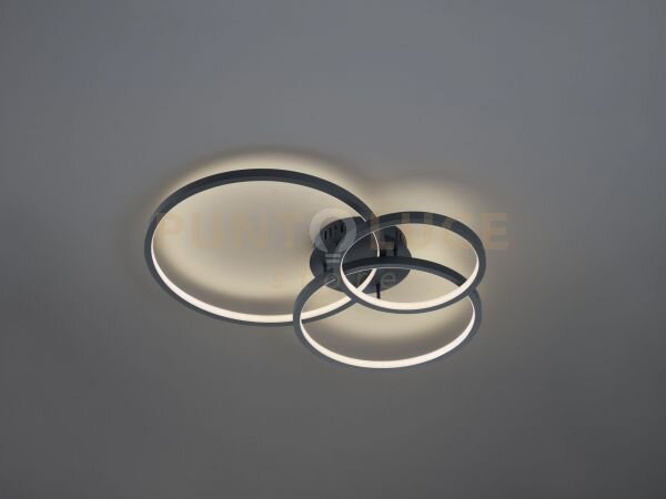 Aaron plafoniera led antracite 3 anelli con tecnologia wiz mult
