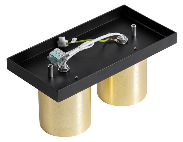 Faretto da soffitto moderno nero con oro 2 luci - Tubo