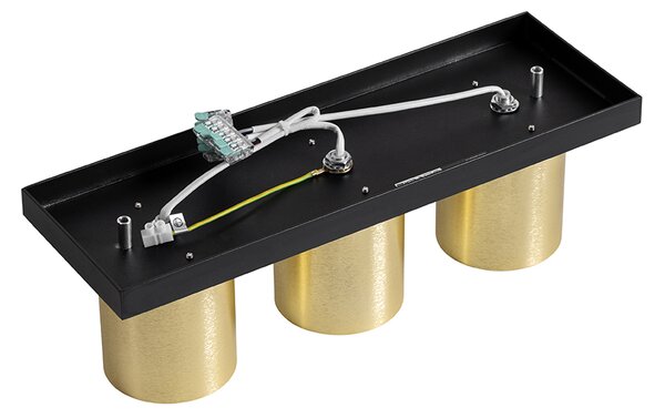 Faretto da soffitto moderno nero con oro 3 luci - Tubo