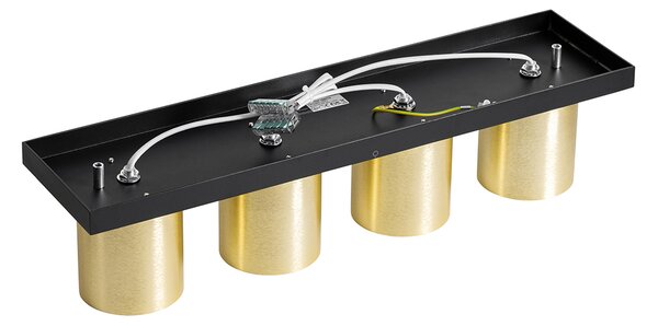 Faretto da soffitto moderno nero con oro 4 luci - Tubo