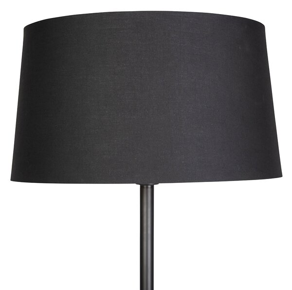 Lampada da terra intelligente nera con paralume nero 45 cm incl. WiFi A60 - Simplo