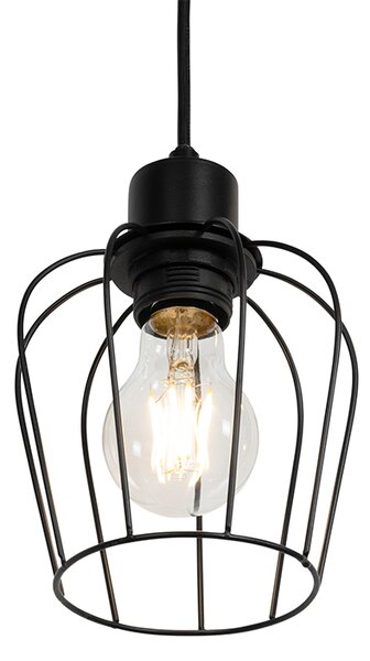 Lampada a sospensione intelligente nera con legno incl. 4 Wifi A60 - Stronk