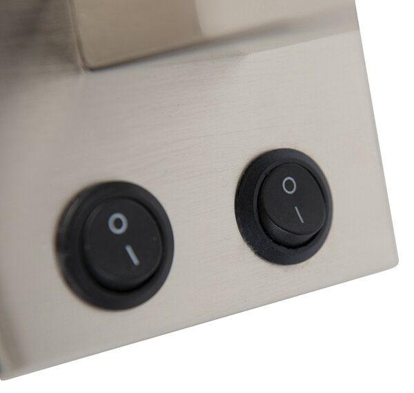 Lampada da parete intelligente in acciaio con paralume grigio incl. Wifi A60 - Brescia
