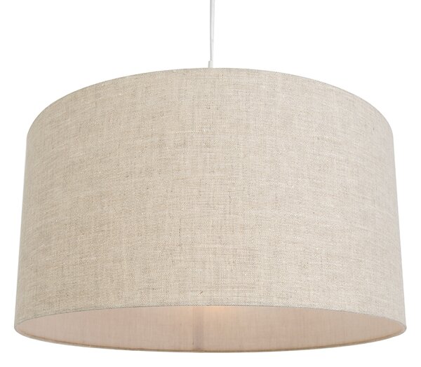 Lampada a sospensione rustica bianca con paralume in cotone grigio chiaro 50 cm - Combi