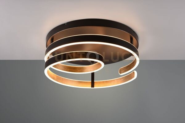 Marnie plafoniera led 58w 6800lm, 3000k metallo nero e oro a spira