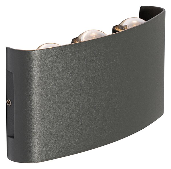 Lampada da parete per esterni grigio scuro con LED 6 luci IP54 - Silly