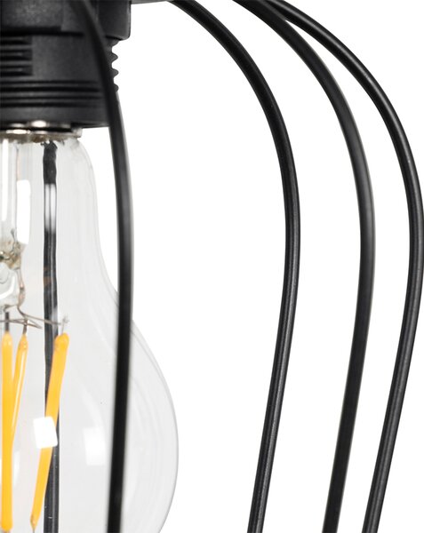 Lampada a sospensione intelligente nera con legno incl. 4 Wifi A60 - Stronk