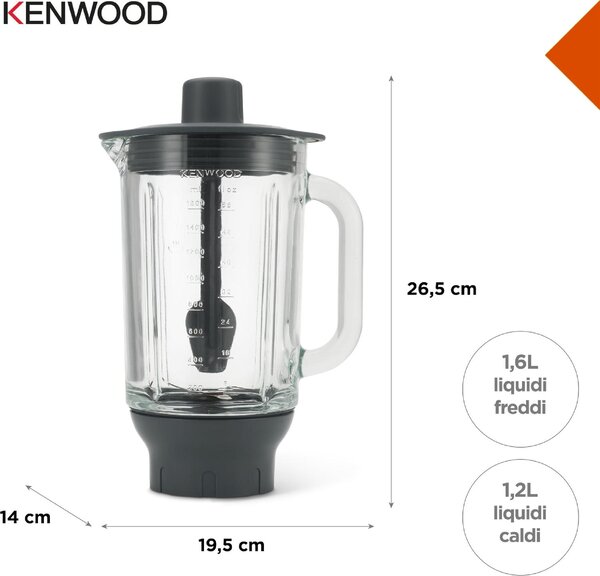 Kenwood Bicchiere per frullatore in vetro Capacit 1.6 Litri Compatibile con Classic KM330 Chef - KAH359GL