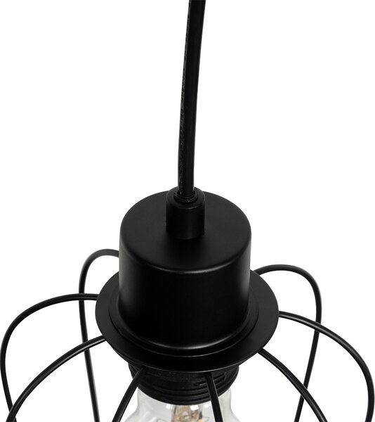Lampada a sospensione intelligente nera con legno incl. 4 Wifi A60 - Stronk
