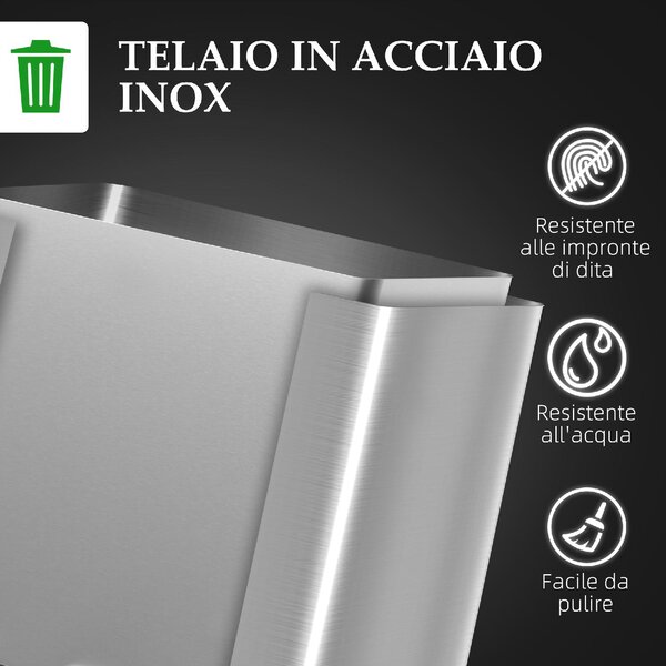 DecHome Bidone Immondizia a 2 Sezioni da 15L a Pedale con Coperchio Silenzioso in Acciaio Inox e PP 40x34.8x47.5 cm - SRA462F