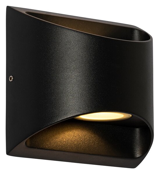 Lampada da parete per esterni moderna nera con LED 2 luci IP54 - Mal
