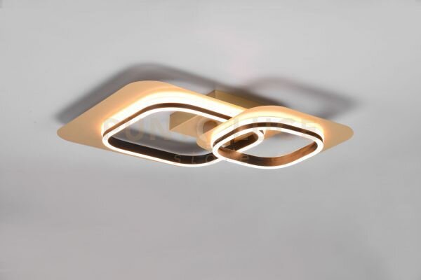 Lugo plafoniera led 28w 3400lm, 3000k doppio quadrato metallo oro c