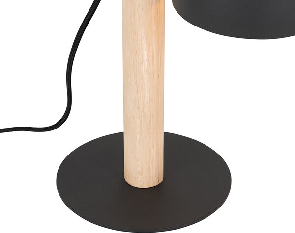 Lampada da tavolo rustica nera con legno - Flint