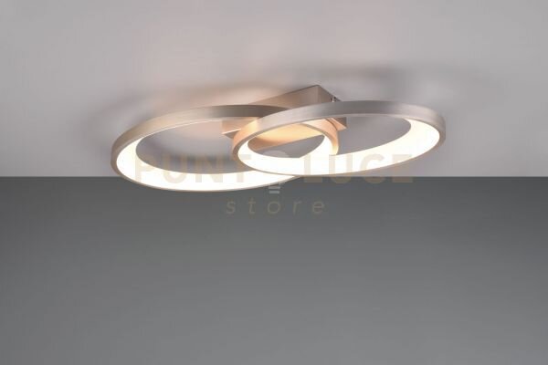 Malaga plafoniera doppia ellisse metallo acciaio l. 58cm led 25w 2