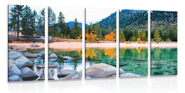 Quadri 5 pezzi – Lago in una natura splendida