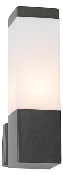 Lampada da parete per esterni moderna grigio scuro con opalina - Malios