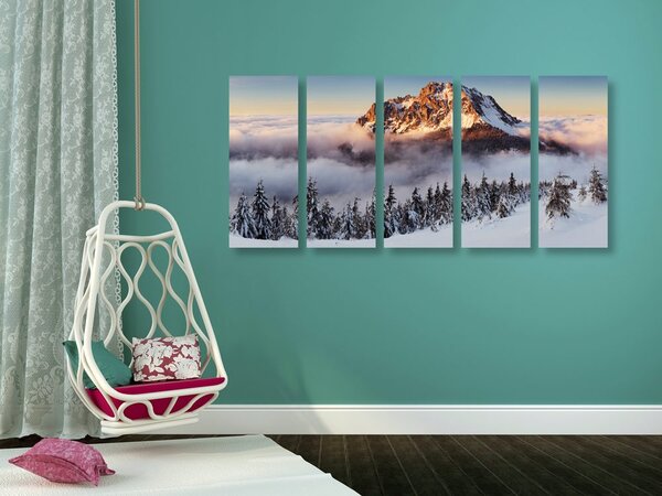 Quadri 5 pezzi – Rozsutec sotto la neve