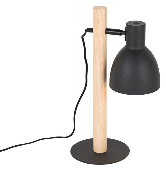 Lampada da tavolo rustica nera con legno - Flint