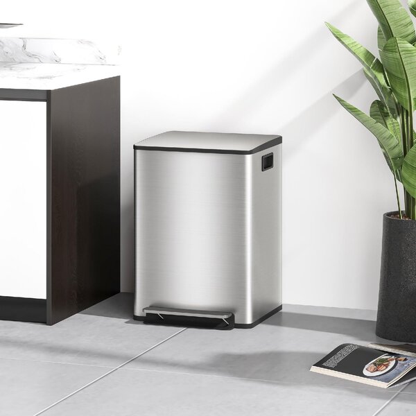 DecHome Bidone Immondizia a 2 Sezioni da 20L a Pedale con Coperchio Silenzioso in Acciaio Inox e PP 41.8x36.7x58 cm - SRA464F