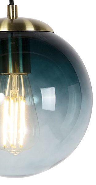 Lampada a sospensione smart ottone con vetro blu oceano 20 cm incl. WiFi ST64 - Pallon