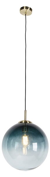Lampada a sospensione smart in ottone con vetro blu oceano 33 cm incl. WiFi ST64 - Pallon