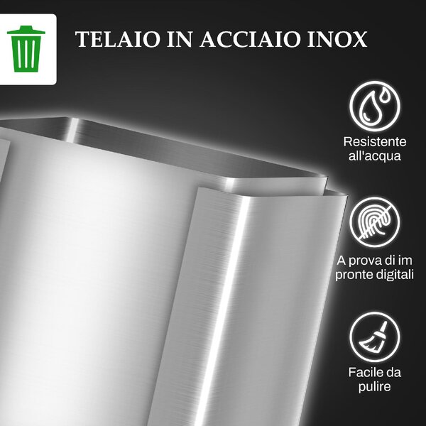DecHome Bidone Immondizia a 2 Sezioni da 20L con Chiusura Silenziosa in Acciaio Inox e PP 45.8x36x51.6 cm - SRA465F