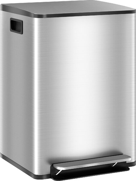 DecHome Bidone Immondizia a 2 Sezioni da 20L a Pedale con Coperchio Silenzioso in Acciaio Inox e PP 41.8x36.7x58 cm - SRA464F