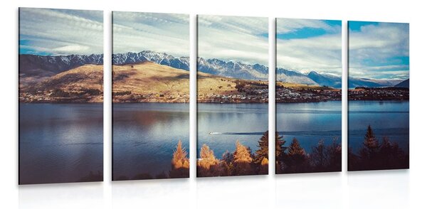 Quadri 5 pezzi – Tramonto sul lago
